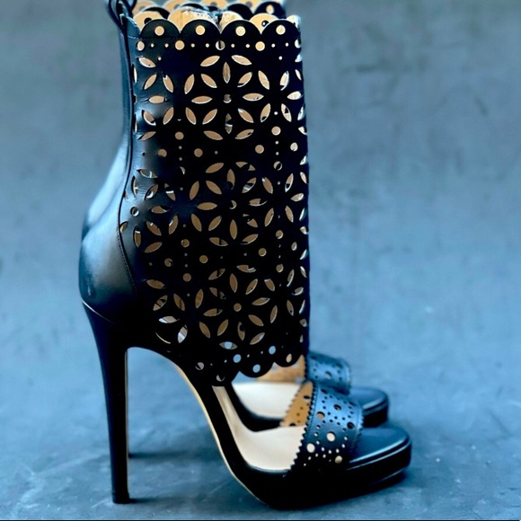 NWOT Oscar De La Renta x Sergio Rossi SEC Laser Cut Stiletto Bootie … - Picture 3 of 9
